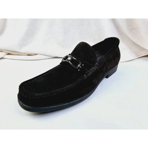 Giorgio Brutini Size 13M Men's Chocolate Brown Suade Horsebit Slip On Loafers - Picture 1 of 11